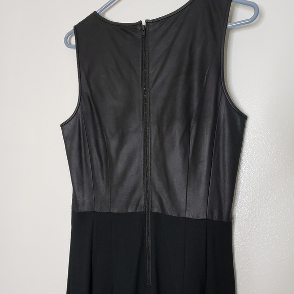 Theory Black Leather Dress Orinthia Sheath Evening Clubbing Luxury Mobwife Chic - Picture 6 of 13